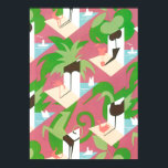 Art Deco Jazz Pochoir Palm Trees en Birds Poster<br><div class="desc">illustratiekunst deco jazz pochoir patroon door Jacques Camus van Dessins, 1929. Pochoir is een stencil techniek die gebruikelijk is bij surrealisme schilderijen. Een prachtig modern design met exotische vogels, honden, tropische planten, palmbomen en flamingos in heldere kleuren van groen, roze zee blauw en wit. De boten zitten in de oceaangolven...</div>