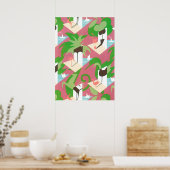  Art Deco Jazz Pochoir Palm Trees en Birds Poster (Keuken)