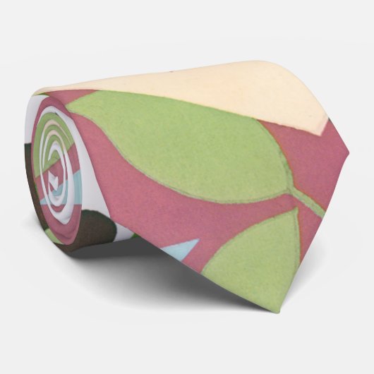 Art Deco Jazz Pochoir Palm Trees en Birds Stropdas (Opgerold)