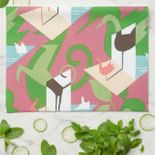  Art Deco Jazz Pochoir Palm Trees en Birds Theedoek (Gevouwen)