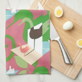  Art Deco Jazz Pochoir Palm Trees en Birds Theedoek (Quarter Fold)