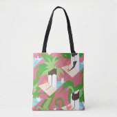 Art Deco Jazz Pochoir Palm Trees en Birds Tote Bag (Voorkant)