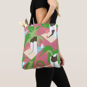 Art Deco Jazz Pochoir Palm Trees en Birds Tote Bag (Dichtbij)