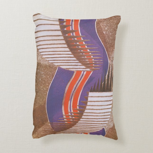  Art Deco Jazz Pochoir Stair Stap Patroon Accent Kussen (Achterkant (Verticaal))