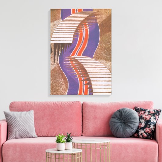 Art Deco Jazz Pochoir Stair Stap Patroon Canvas Afdruk (Insitu (Woonkamer))