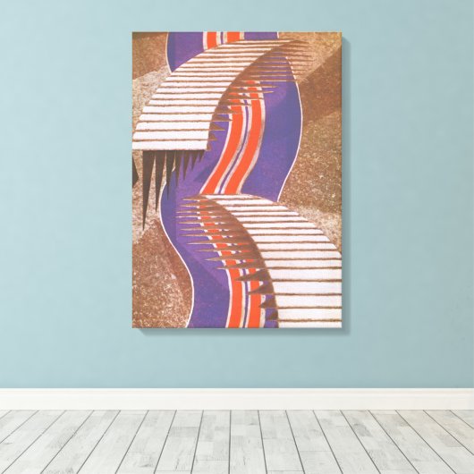 Art Deco Jazz Pochoir Stair Stap Patroon Canvas Afdruk (Insitu (Houten vloer))