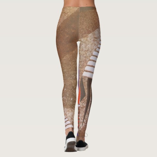 Art Deco Jazz Pochoir Stair Stap Patroon Leggings (Achterkant)