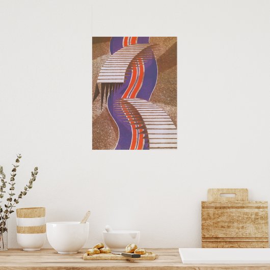 Art Deco Jazz Pochoir Stair Stap Patroon Poster (Keuken)