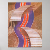 Art Deco Jazz Pochoir Stair Stap Patroon Poster (Voorkant)