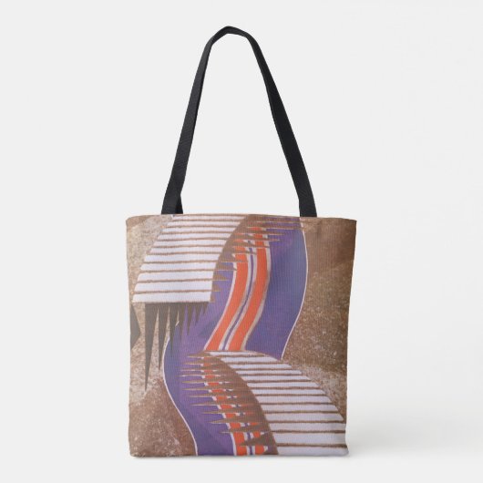  Art Deco Jazz Pochoir Stair Stap Patroon Tote Bag (Achterkant)