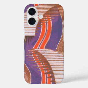 Art Deco Jazz Pochoir Trap Vorm Patroon iPhone 16 Hoesje