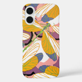 Art Deco Jazz Pochoir Tuin Libellen Vintage iPhone 16 Hoesje