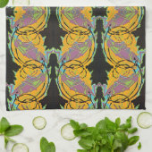 Art Deco Jazz Pochoir Tuin Sprinkhanen Vintage Theedoek (Gevouwen)