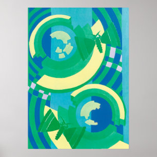 Art Deco Jazz Pochoir Tuin Vlinders Oud Poster