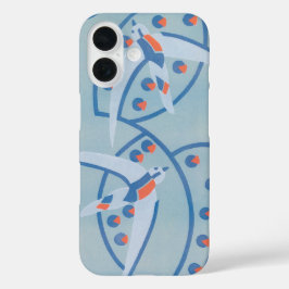 Art Deco Jazz Pochoir Vogels Dierenpatroon uit vro iPhone 16 Hoesje