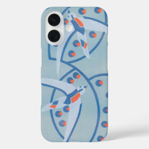 Art Deco Jazz Pochoir Vogels Dierenpatroon uit vro iPhone 16 Hoesje