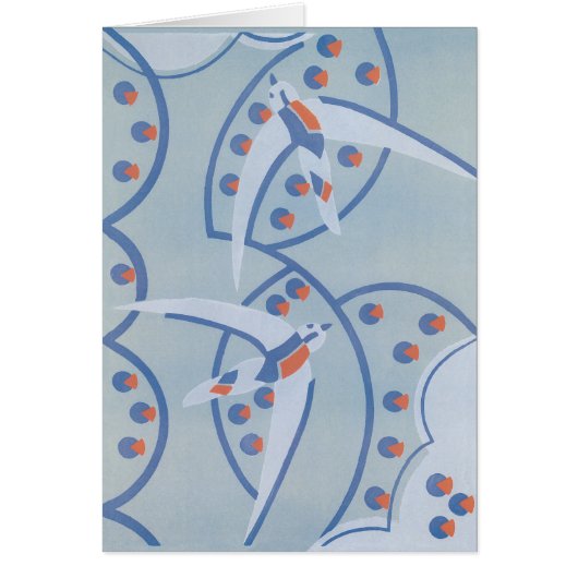 Art Deco Jazz Pochoir Vogels Dierpatroon uit het v (Voorkant)