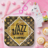 Art deco jazz saxofoon zwart goud muziek  papieren bordje (Feest)