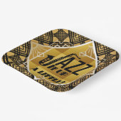 Art deco jazz saxofoon zwart goud muziek  papieren bordje (Gebogen)