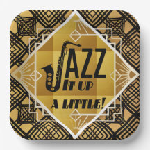 Art deco jazz saxofoon zwart goud muziek