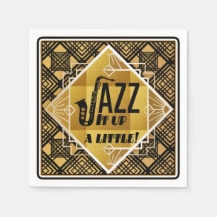 Art deco jazz saxofoon zwart goud muziek  servet