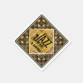 Art deco jazz saxofoon zwart goud muziek servet (Hoek)