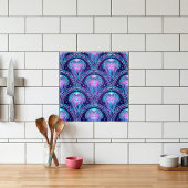 Art Deco Jellyfish Purple Pink Teal Geometric Tegeltje