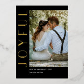 Art Deco Joyful Black Gold, eenvoudig, modern kers Folie Feestdagenkaart (Voorkant)