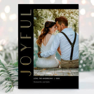 Art Deco Joyful Black Gold, eenvoudig, modern kers Folie Feestdagenkaart