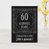 Art Deco Jubileum Namen 60 of elk jaar Silver Kaart (Gele Bloem)