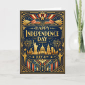 Art Deco July 4th Patriotic Feestdagen Kaart (Voorkant)