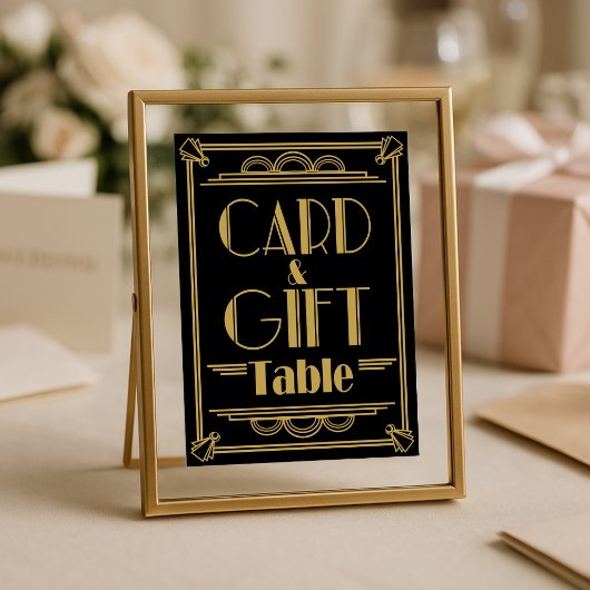 Art Deco-Kaart en cadeau-tafel trouwborden Poster