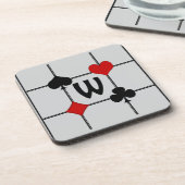 Art Deco Kaart spelen Suits v2 Monogramed Bier Onderzetter (Linkerzijde)
