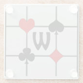 Art Deco Kaart spelen Suits v2 Monogramed Glazen Onderzetter (Achterkant)