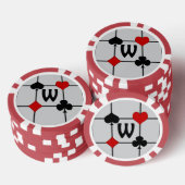 Art Deco Kaart spelen Suits v2 Monogramed Poker Chips (Opstapeling)