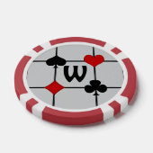 Art Deco Kaart spelen Suits v2 Monogramed Poker Chips (Enkel)