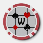 Art Deco Kaart spelen Suits v2 Monogramed Poker Chips (Achterkant)