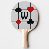 Art Deco Kaart spelen Suits v2 Monogramed Tafeltennisbatje (Achterkant)