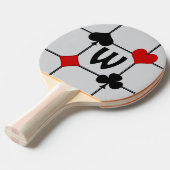Art Deco Kaart spelen Suits v2 Monogramed Tafeltennisbatje (Voorkant Gekanteld)