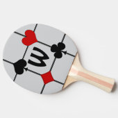 Art Deco Kaart spelen Suits v2 Monogramed Tafeltennisbatje (Zijkant)