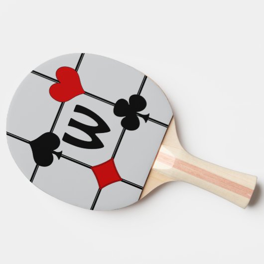 Art Deco Kaart spelen Suits v2 Monogramed Tafeltennisbatje (Zijkant)