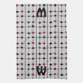 Art Deco Kaart spelen Suits v2 Monogramed Theedoek (Verticaal)