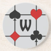 Art Deco Kaart spelen Suits v2 Monogramed Zandsteen Onderzetter (Voorkant)