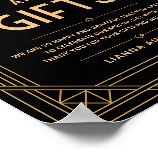 Art Deco Kaarten en geschenken Zwart Goud Trouwbor Poster (Hoek)