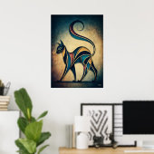 Art Deco Kat Abstract Geometrisch Dier Wandsierkun Poster (Thuiskantoor)