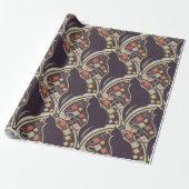 Art Deco Kat Bloem Motief Inpakpapier (Uitgerold)