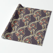 Art Deco Kat Bloem Motief Inpakpapier