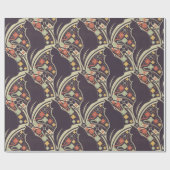 Art Deco Kat Bloem Motief Inpakpapier (Vlak)