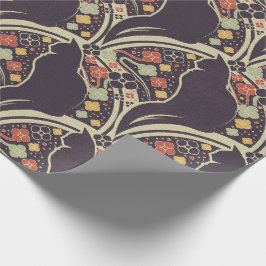 Art Deco Kat Bloem Motief Inpakpapier