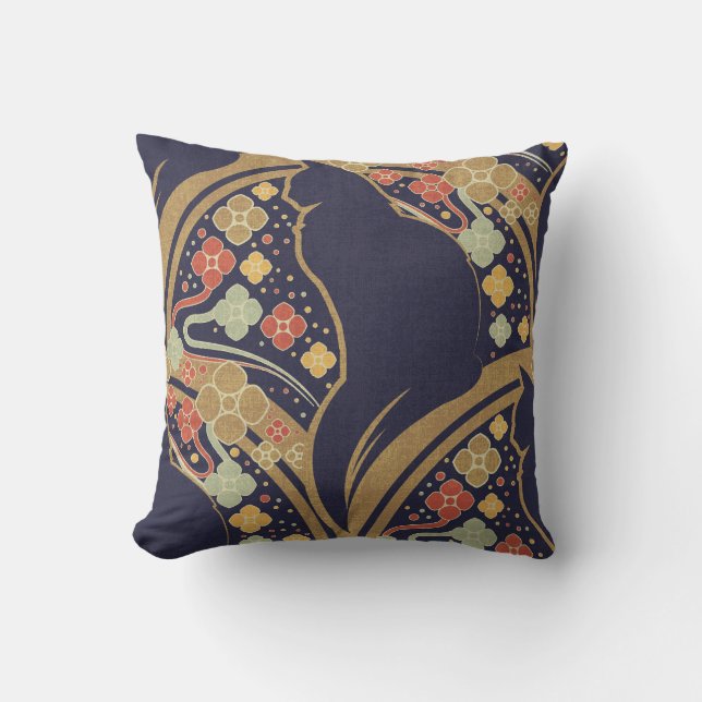 Art Deco Kat Bloem Motief Worp Kussens (Voorkant)